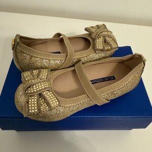 NIB Stuart Weitzman baby Gold Glitter ballet Flats